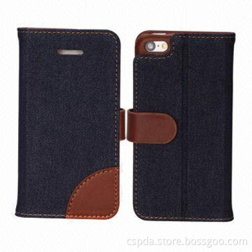 Unique Jean Wallet PU Leather Stand Cover for iPhone 5C, with Card Slot